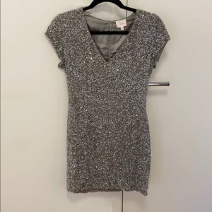 Parker beaded sequin silver dress